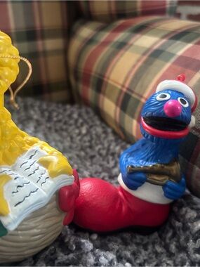 Vintage Sesame Street Big Bird and Oscar Ornaments